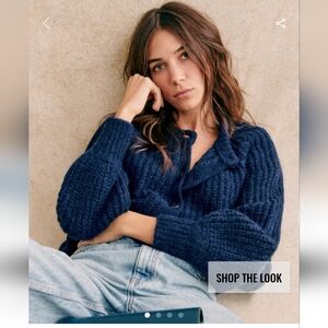 NWT Sezane Emile Cardigan Navy - Size XL